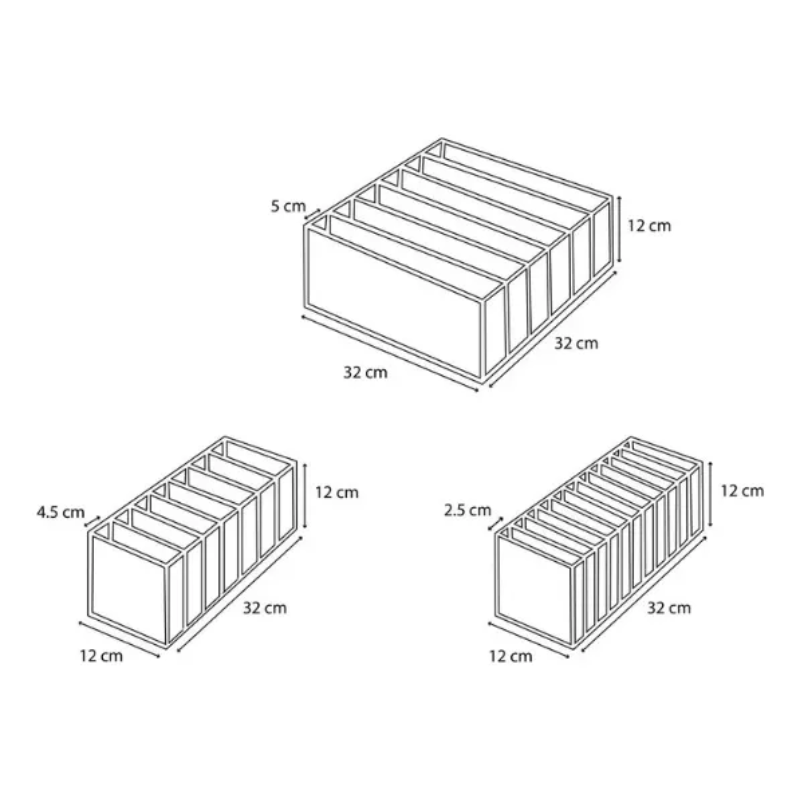 Set 3 Organizadores Ropa Interior Blanco